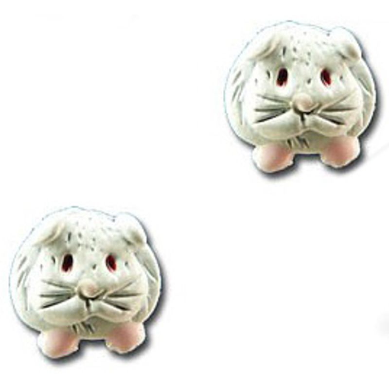 Guinea Pig Post Earrings In White Enamel Short Haired Piggy