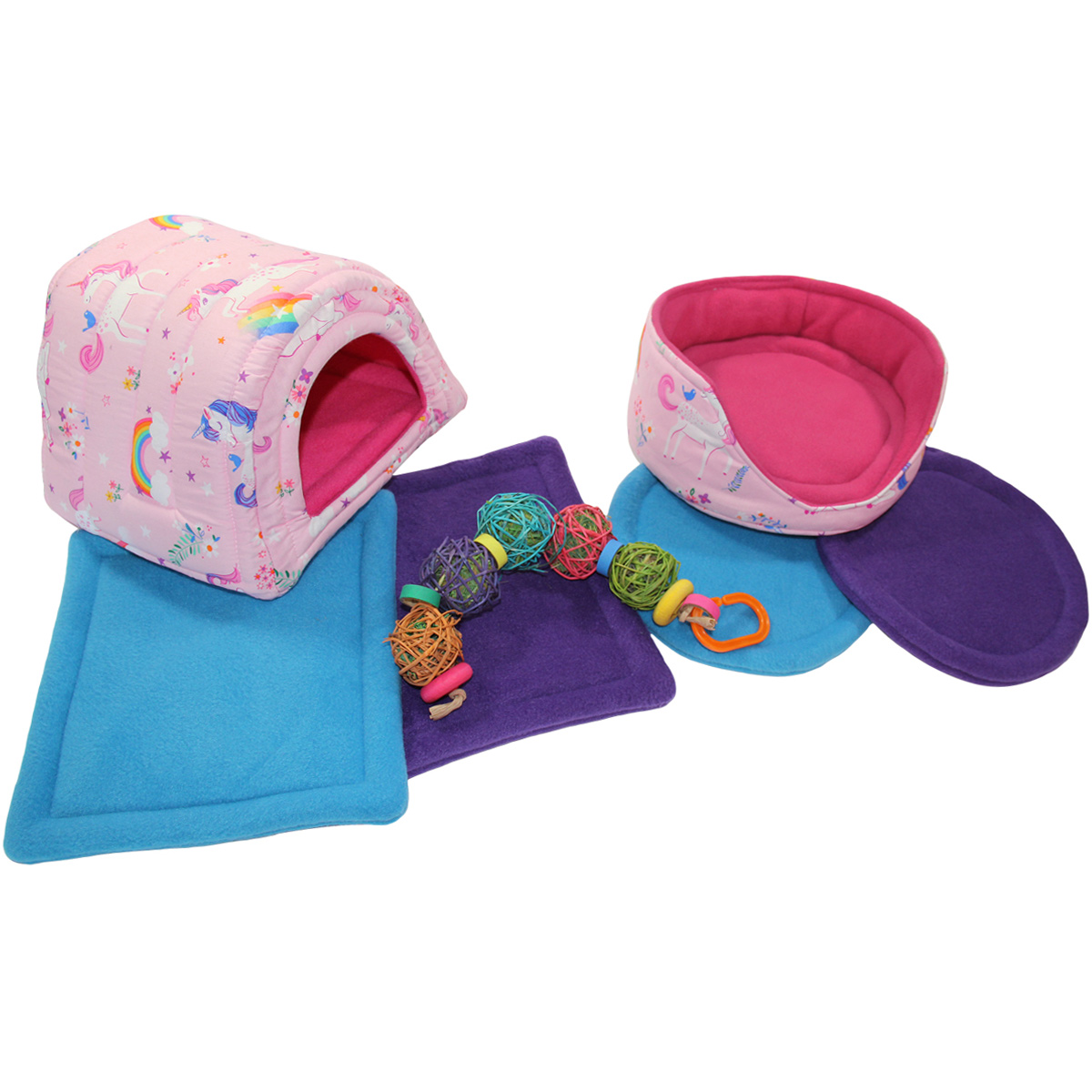 Large Pink Unicorns Bed and Toy Bundle