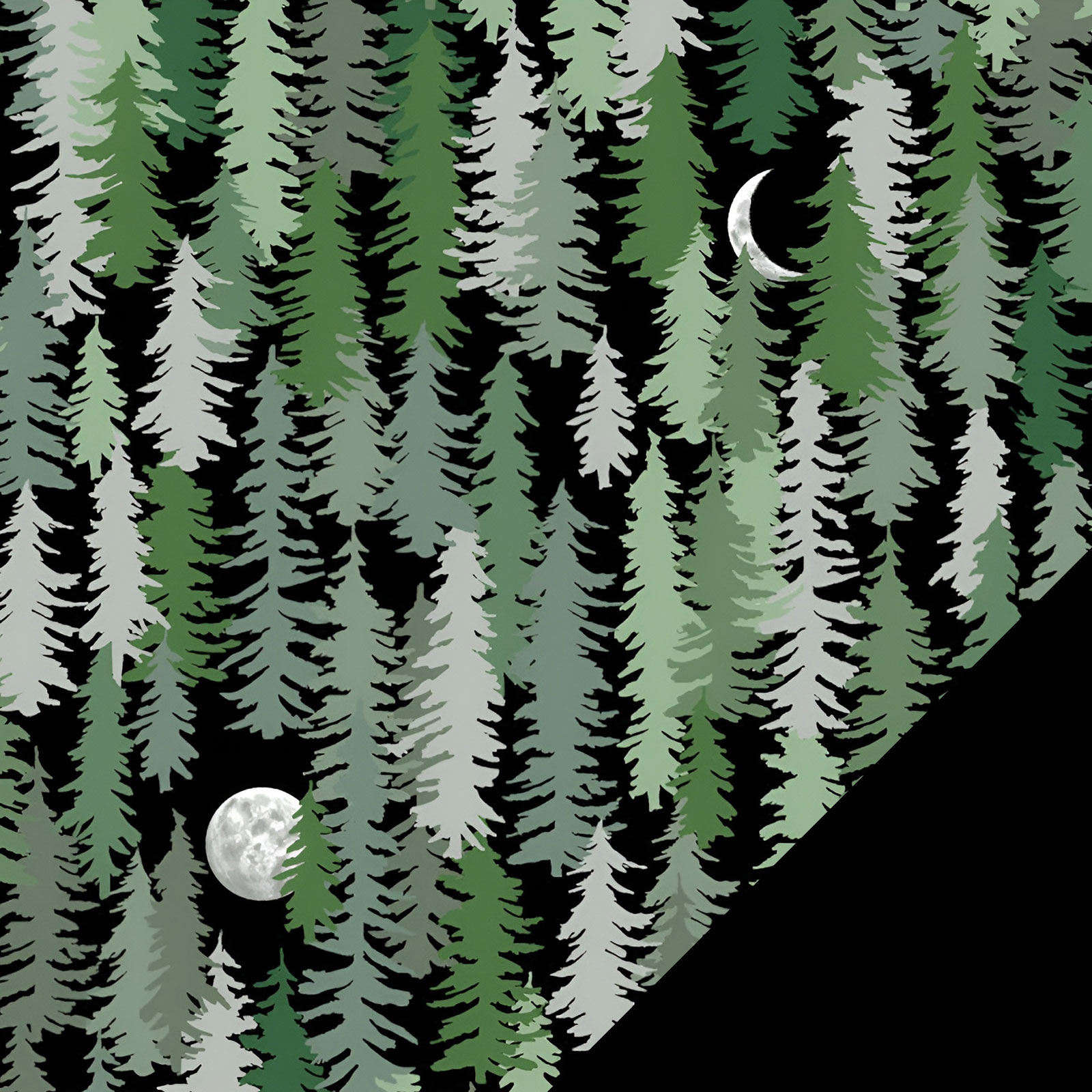 Midnight Forest fleece fabric with Black Fleece